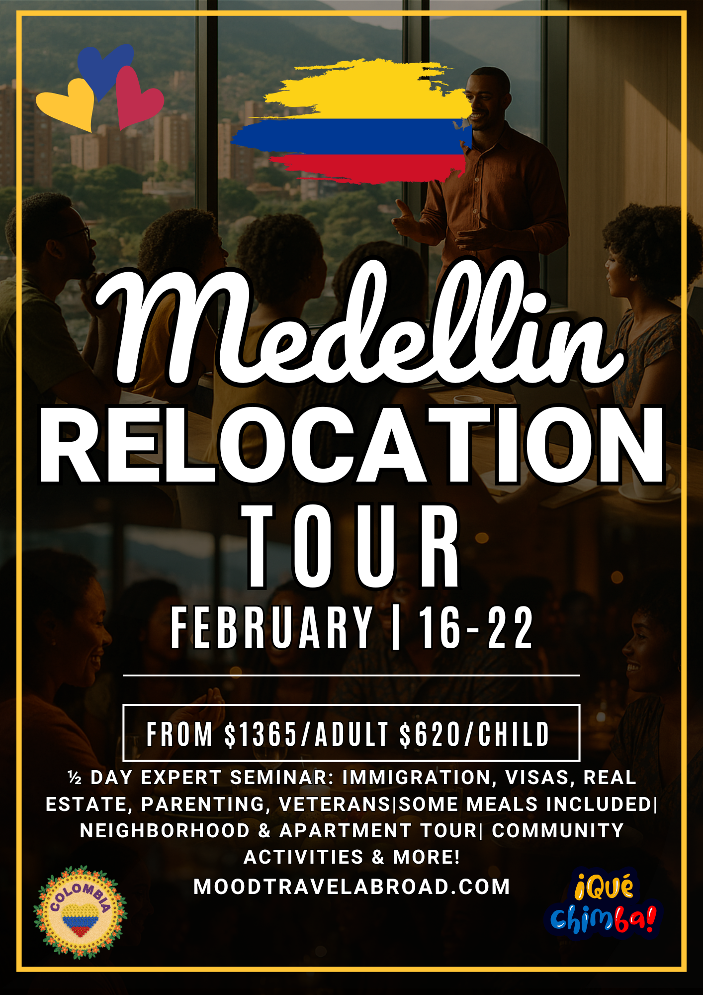 The Ultimate Medellín Relocation Tour February 16-22, 2026 1 Red and White Vintage Sunset Party Flyer